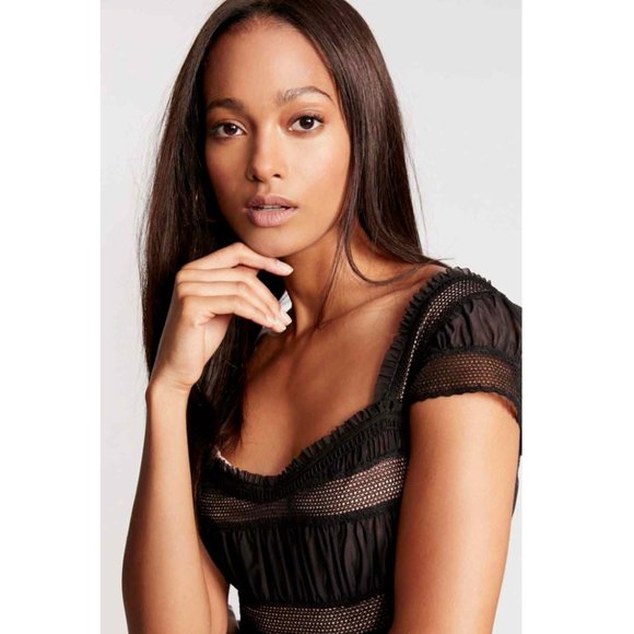 New $250 FREE PEOPLE Black Nude Lace Party Dress 2 - Picture 7 of 16